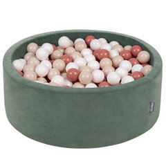 Шариковый бассейн KiddyMoon Velvet Ball Pool 90x30 см, 300 шаров, зеленый цена и информация | Игрушки для малышей | kaup24.ee