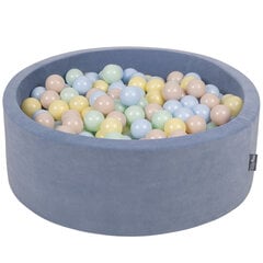 KiddyMoon pehme palliväljak ümmargune 90x30cm/200 palli ∅ 7cm / 2.75In lastele, Foam Velvet Ball Pool Baby Playballs, Made In The EU, jääsinine:pastelsinine/ pastelsinine/pastelsinine/pastelsinine/kol hind ja info | Imikute mänguasjad | kaup24.ee