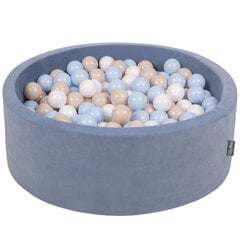 KiddyMoon pehme palliväljak ümmargune 90x30cm/300 palli ∅ 7cm / 2.75In lastele, Foam Velvet Ball Pool Baby Playballs, Made In The EU, jääsinine:pastelsinine/pastelsinine/valge hind ja info | Imikute mänguasjad | kaup24.ee