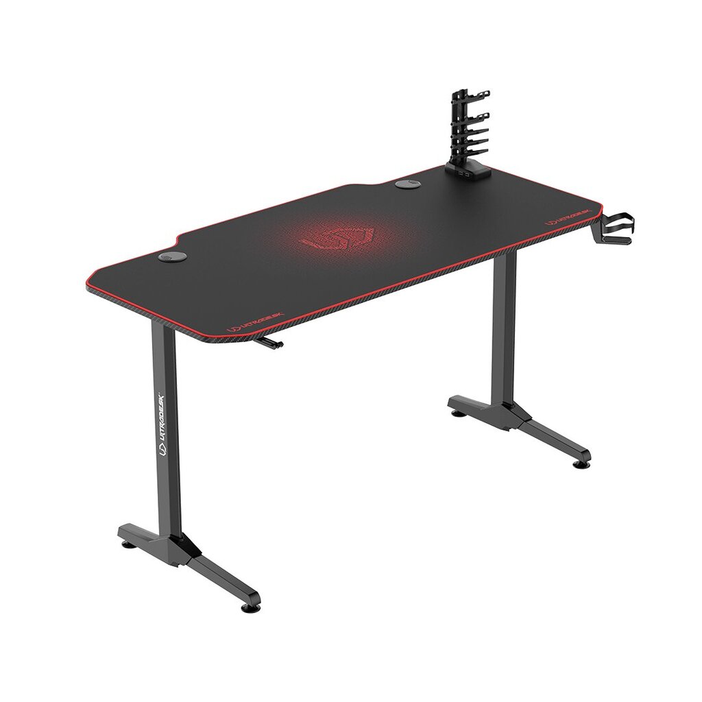 Mängurilaud Ultradesk Frag Black, must punase vaibaga hind ja info | Arvutilauad, kirjutuslauad | kaup24.ee