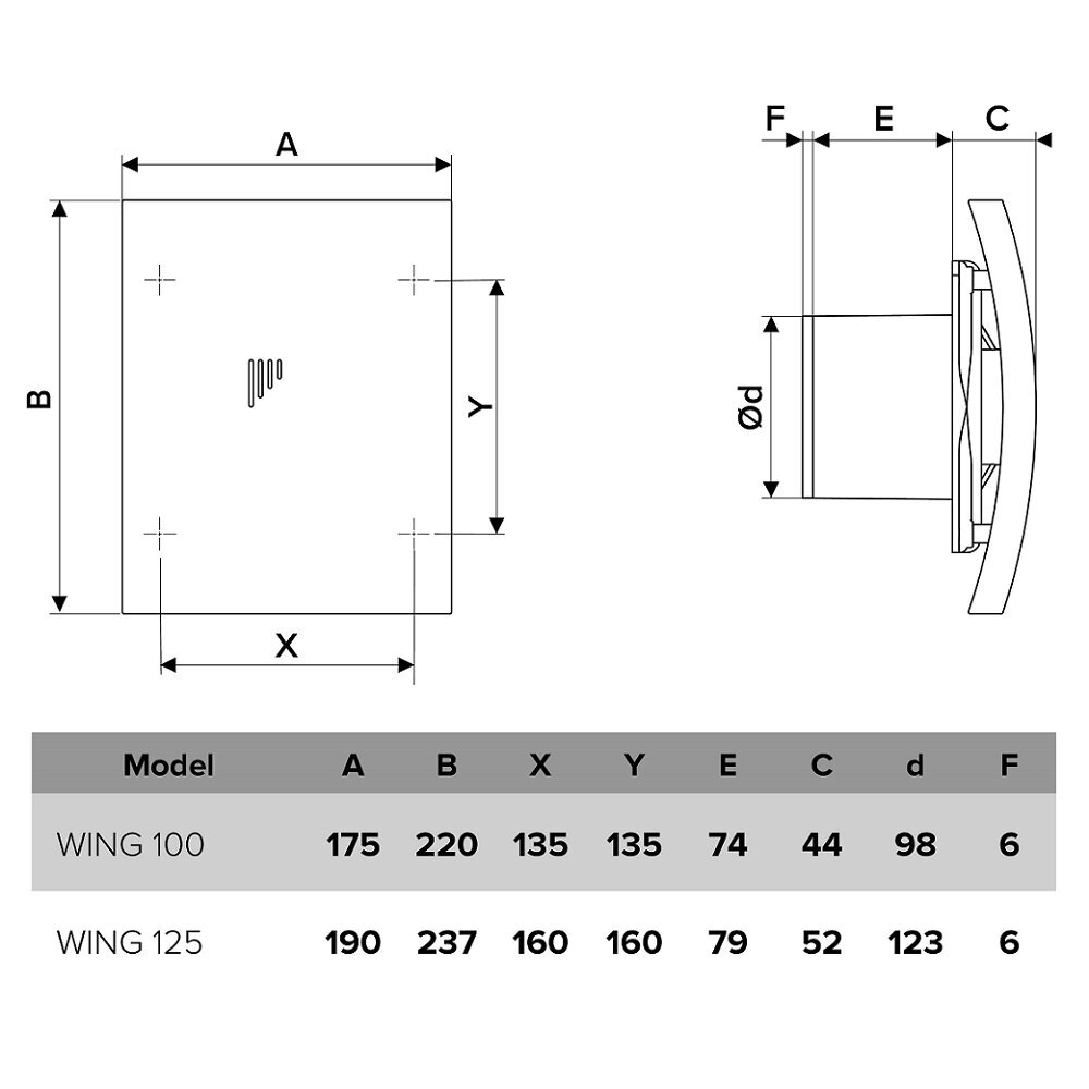 Vannitoa väljalaskeventilaator Vlano WING T hind ja info | Vannitoa ventilaatorid | kaup24.ee