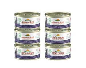 Almo Nature HFC Natural, для кошек, тунец, курица и ветчина, 6x70г. цена и информация | Кошачьи консервы | kaup24.ee