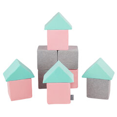 Мягкие блоки KiddyMoon, 12 шт., серые/розовые/зеленые цена и информация | Игрушки для малышей | kaup24.ee