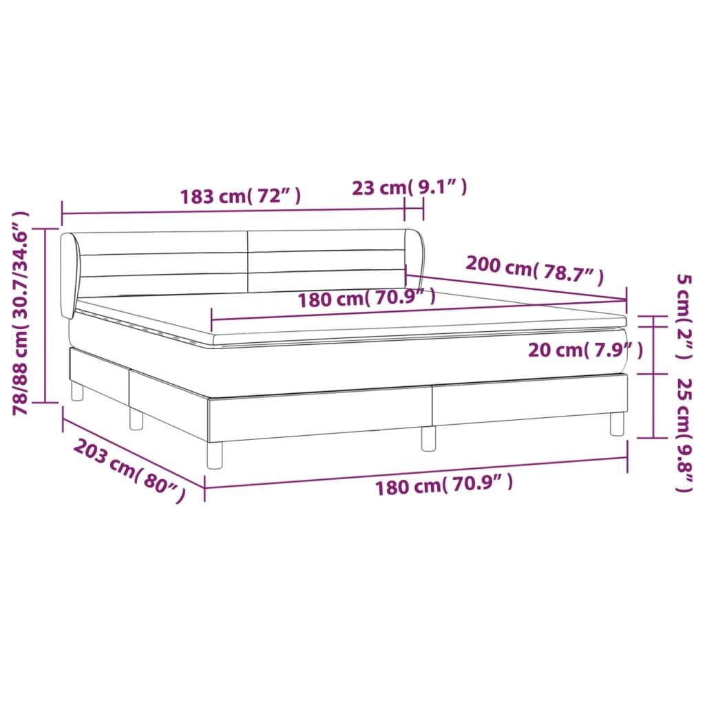 vidaXL kontinentaalvoodi madratsiga, helehall, 180x200 cm, kangas hind ja info | Voodid | kaup24.ee