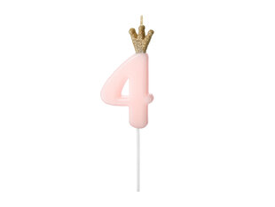Свеча ко дню рождения, № 4, голубая с короной, 9,5см цена и информация | Праздничные декорации | kaup24.ee