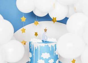 Свеча ко дню рождения, № 6, голубая с короной, 9,5см цена и информация | Гудки для вечеринки Clown Face (4шт.) | kaup24.ee