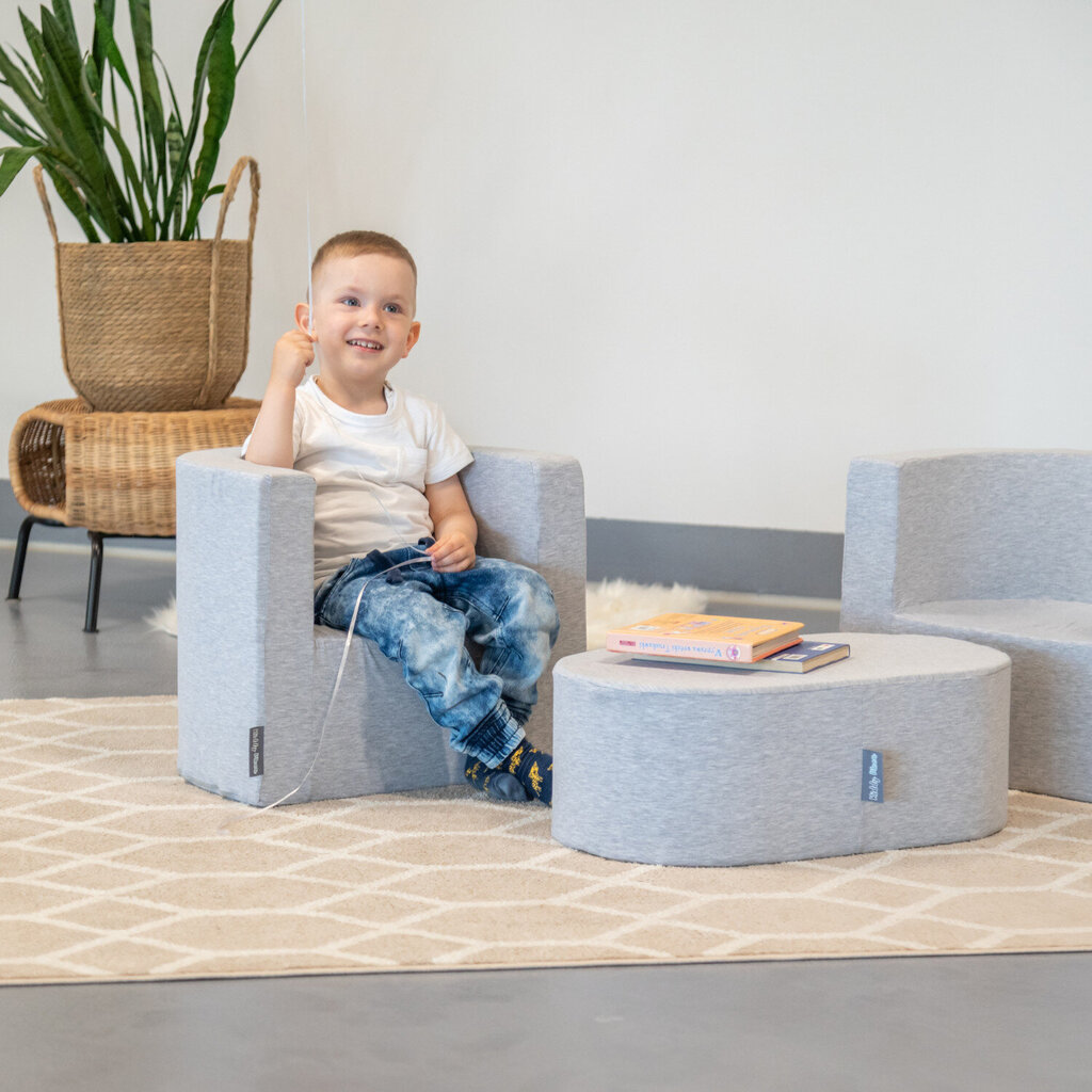 KiddyMoon Foam Table Montessori mänguasi Foam mänguasi Pehme lastemööbel ja lõbus lastele beebidele tugitool, valmistatud ELis, helehall цена и информация | Laste lauad ja toolid | kaup24.ee