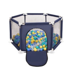 Складной манеж Selonis с 400 шариками, синий:бирюзовый/синий/желтый/прозрачный цена и информация | Игрушки для малышей | kaup24.ee