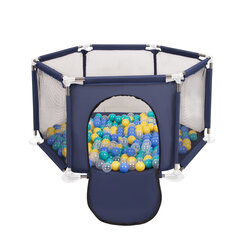 Складной манеж Selonis с 200 шариками, синий: бирюзовый/синий/желтый/прозрачный цена и информация | Игрушки для малышей | kaup24.ee