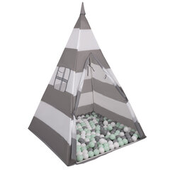 Игровая палатка с мячами Selonis Teepee, 100 мячей, белая/серая цена и информация | Игрушки для малышей | kaup24.ee