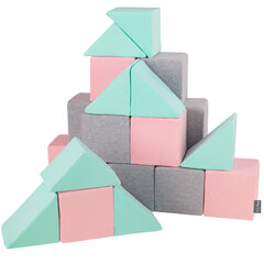 Мягкие блоки KiddyMoon, 24 шт., серые/розовые/зеленые цена и информация | Игрушки для малышей | kaup24.ee