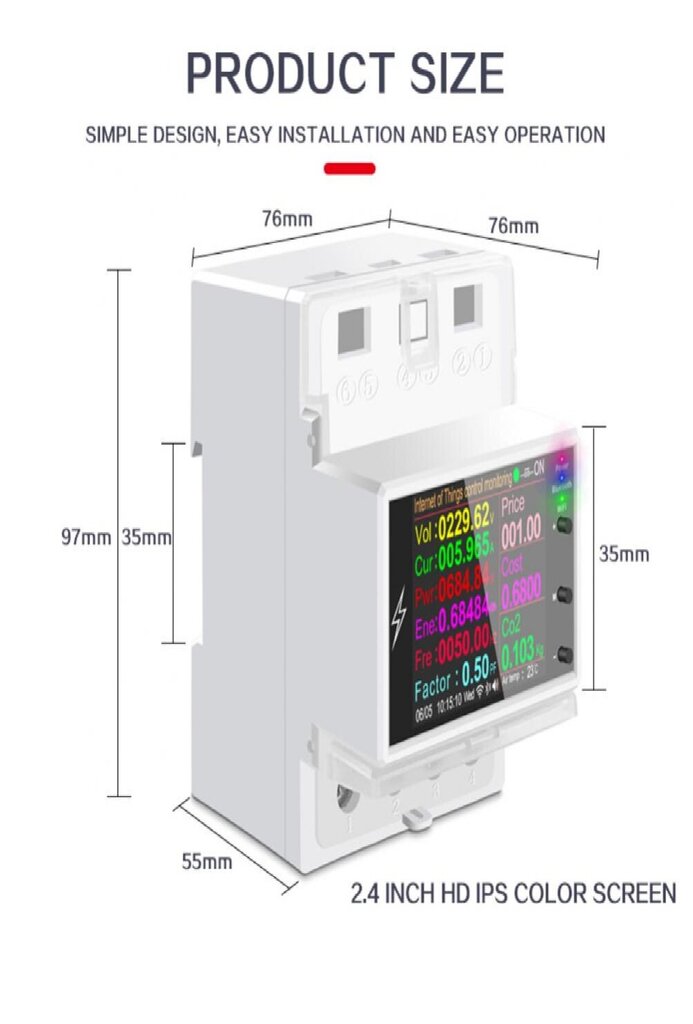 Wi-Fi kaugjuhtimispult AT4PW digitaalne energia Kwhmõõdik цена и информация | Lülitid ja pistikupesad | kaup24.ee