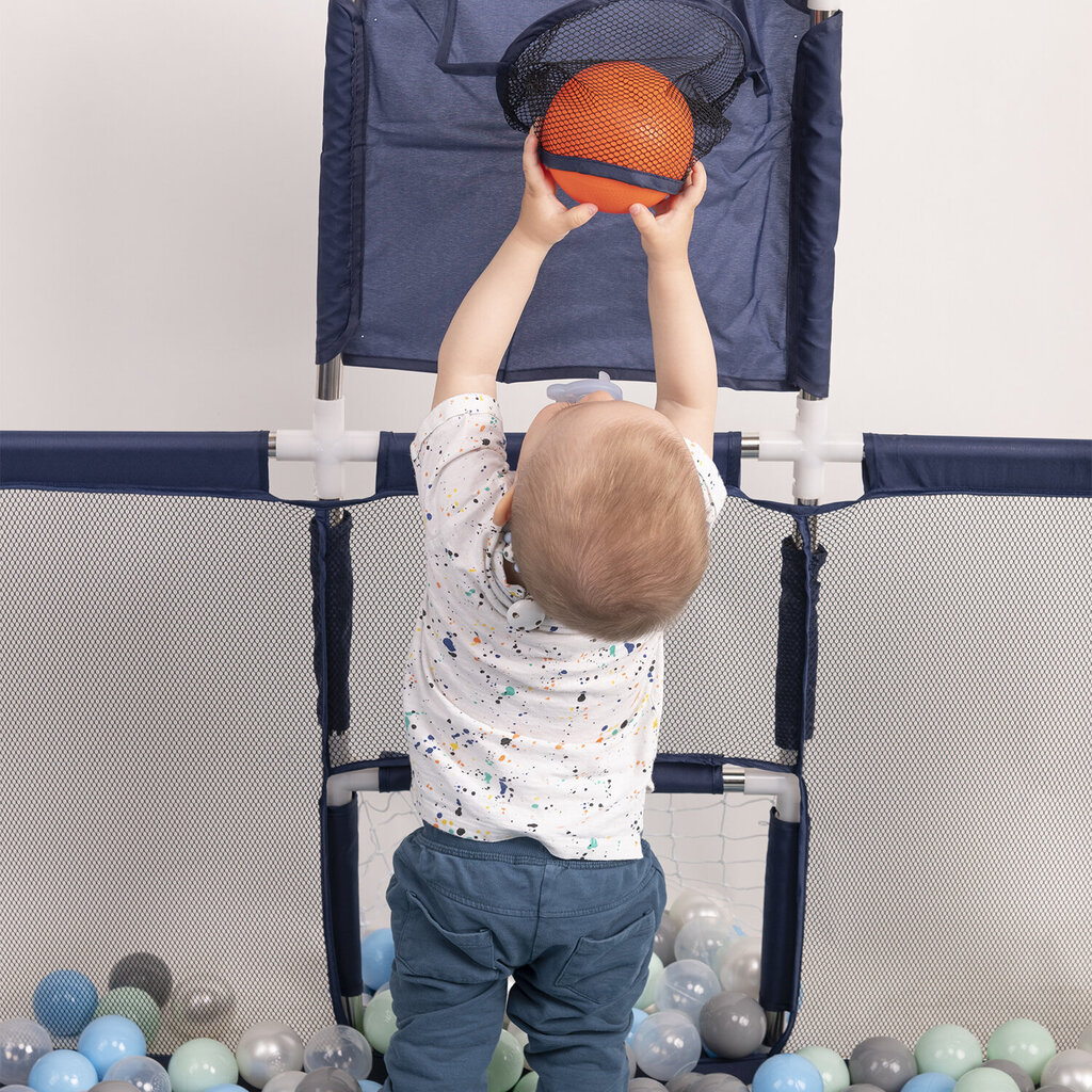 Selonis Beebi mänguväljak suur suurus mänguväljak 100 palliga lastele, tumesinine:babyblue/blue/pearl hind ja info | Reisivoodid, mänguaedikud | kaup24.ee