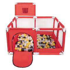 Selonis Square Play Pen Filed koos 200 palliga Basketball, punane:must/pärlmutter/kollane/läbipaistev hind ja info | Imikute mänguasjad | kaup24.ee