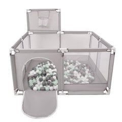 Selonis Square Play Pen Filed 200 palliga Korvpall, Hall:valge/hall/mint цена и информация | Игрушки для малышей | kaup24.ee