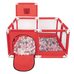 Квадратный манеж Selonis с 200 мячами, красный: жемчужный/серый/прозрачный/розовый цена и информация | Игрушки для малышей | kaup24.ee