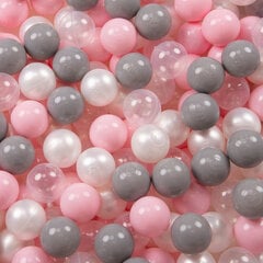 Детский манеж большого размера с 400 мячами для детей Selonis, серый: жемчужный/серый/прозрачный/пудрово-розовый цена и информация | Манежи для детей | kaup24.ee