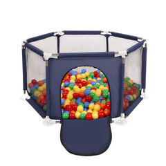 Складной манеж Selonis с 900 шариками, синий: желтый/зеленый/синий/красный/оранжевый цена и информация | Игрушки для малышей | kaup24.ee