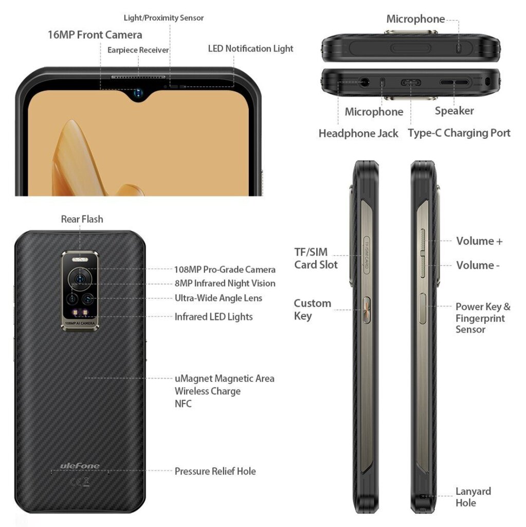 Ulefone Armor 17 Pro, 256 GB, Dual SIM, Black hind ja info | Telefonid | kaup24.ee