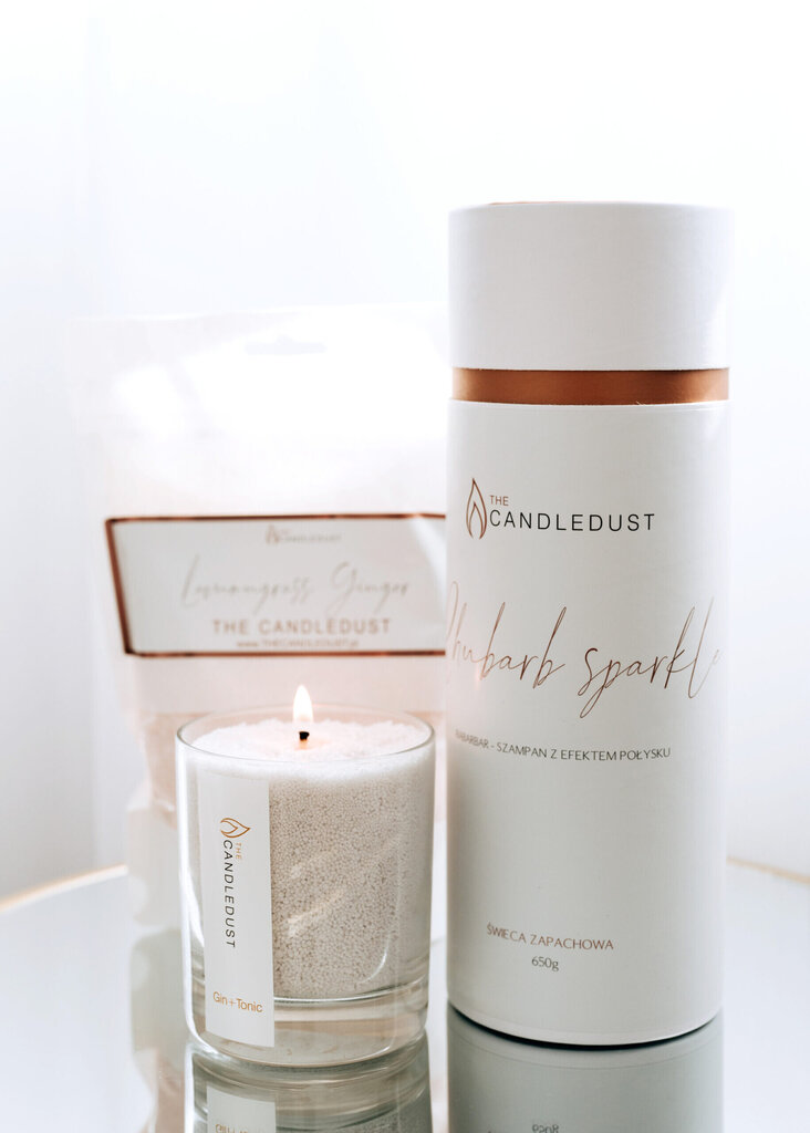 Lõhnaküünalde komplekt The Candledust Rhubarb Sparkle 650 g + 22 tahti hind ja info | Küünlad, küünlajalad | kaup24.ee