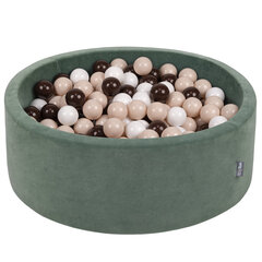 KiddyMoon pehme palliväljak ümmargune 90x30cm/300 palli ∅ 7cm / 2.75In lastele, Foam Velvet Ball Pool Baby Playballs, Made In The EU, metsas roheline:pastelne beež/pruun/valge hind ja info | Imikute mänguasjad | kaup24.ee