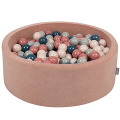 KiddyMoon Round Ball Pool Velvet Ball Pool 90x30cm/200 Balls ∅ 7Cm Ball Pits For Babies Play Bath Toddlers, Made in EU, Desert Rose: Dark Turquoise/Pastel Beige/Green Grey/Salmon Colours hind ja info | Imikute mänguasjad | kaup24.ee