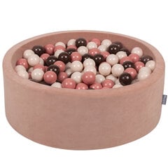 KiddyMoon pehme palliväljak ümmargune 90x30cm/300 palli ∅ 7cm / 2.75In lastele, Foam Velvet Ball Pool Baby Playballs, Made In The EU, desert pink:pastelbeež/salmon pink/pruun hind ja info | Imikute mänguasjad | kaup24.ee