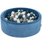 KiddyMoon pehme palliväljak ümmargune 90x30cm/300 palli ∅ 7cm / 2.75In lastele, Foam Velvet Ball Pool Baby Playballs, Made In The EU, laguun türkiissinine:tumetürkiissinine/halli/valge/mint цена и информация | Imikute mänguasjad | kaup24.ee