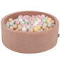 KiddyMoon pehme palliväljak ümmargune 90x30cm/300 palli ∅ 7cm / 2.75In lastele, Foam Velvet Ball Pool Baby Playballs, Made In The EU, desert pink:pastel beež/pastell kollane/valge/mint/pulber roosa hind ja info | Imikute mänguasjad | kaup24.ee