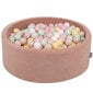 KiddyMoon pehme palliväljak ümmargune 90x30cm/200 palli ∅ 7cm / 2.75In lastele, Foam Velvet Ball Pool Baby Playballs, Made In The EU, desert pink:pastel beež/pastell kollane/valge/mint/pulber roosa hind ja info | Imikute mänguasjad | kaup24.ee