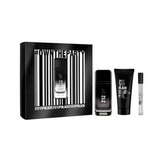 Carolina Herrera 212 VIP Men Black EDP gift set 100 ml, shower gel 100 ml and miniature EDP 10 ml 100ml hind ja info | Meeste parfüümid | kaup24.ee