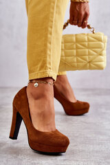 Naiste kõrge kontsaga kingad Camel, pruun hind ja info | Naiste kingad | kaup24.ee