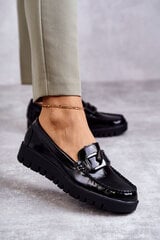 Lakitud loafers platvormil must Kjersti 22087-H цена и информация | Женские туфли | kaup24.ee