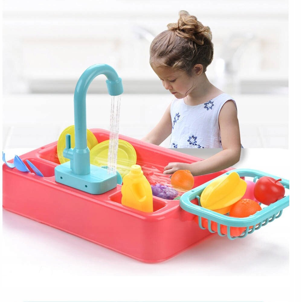 Laste kraanikauss voolava veega + tarvikud, roosa цена и информация | Tüdrukute mänguasjad | kaup24.ee