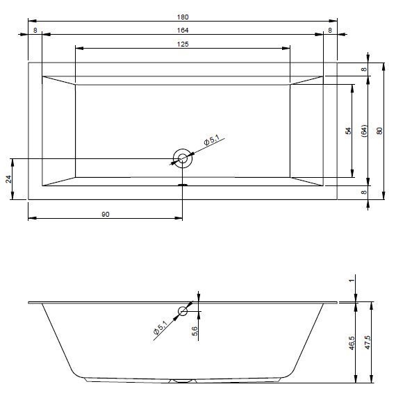 Vann RIHO Lugo 180x80 cm hind ja info | Vannid | kaup24.ee