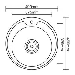 Roostevabast terasest valamu D4949UA 490x490x0.6 sifooniga цена и информация | Раковины на кухню | kaup24.ee