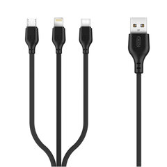 XO cable NB103 3in1 USB - Lightning + USB-C + microUSB 1,0 m 2,1A black hind ja info | Mobiiltelefonide kaablid | kaup24.ee