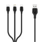 XO cable NB103 3in1 USB - Lightning + USB-C + microUSB 1,0 m 2,1A black hind ja info | Mobiiltelefonide kaablid | kaup24.ee