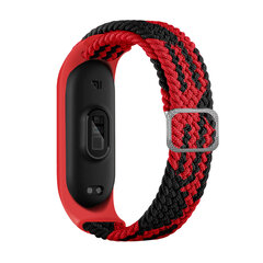 Strap Fabric replacement band strap for Xiaomi Mi Band 6 / 5 / 4 / 3 braided cloth bracelet red-black (Red || Black) hind ja info | Nutikellade ja nutivõrude tarvikud | kaup24.ee