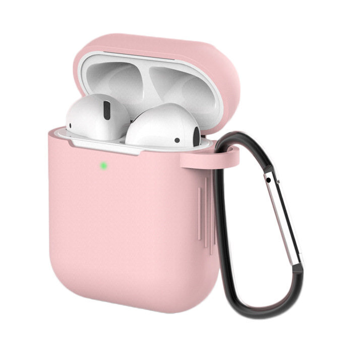 Case for AirPods 2 / AirPods 1 silicone soft case for headphones + keychain carabiner pendant pink (case D) (Pink) hind ja info | Kõrvaklappide tarvikud | kaup24.ee