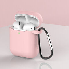 Case for AirPods 2 / AirPods 1 silicone soft case for headphones + keychain carabiner pendant pink (case D) (Pink) hind ja info | Kõrvaklappide tarvikud | kaup24.ee