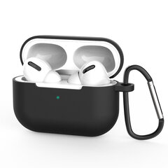 Case for AirPods Pro silicone soft case for headphones + keychain carabiner pendant black (case D) (Black) hind ja info | Kõrvaklapid | kaup24.ee