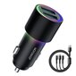 Joyroom car charger 2 x USB with illumination 24W + power cable 3in1 USB Type C / micro USB / Lightning 1.2m black (JR-CL10) hind ja info | Mobiiltelefonide laadijad | kaup24.ee