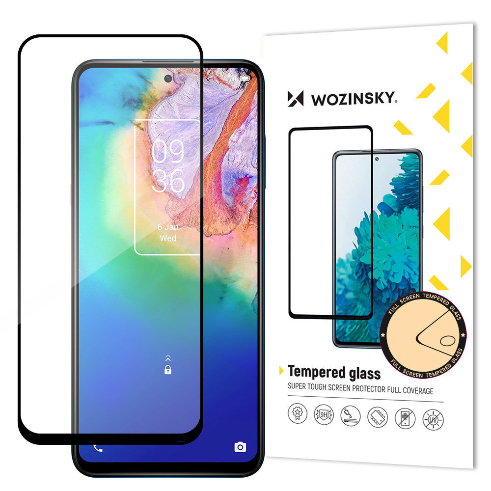 Wozinsky Super Tough Full Glue Tempered Glass Full Screen With Frame Case Friendly TCL 20 5G Black hind ja info | Ekraani kaitsekiled | kaup24.ee