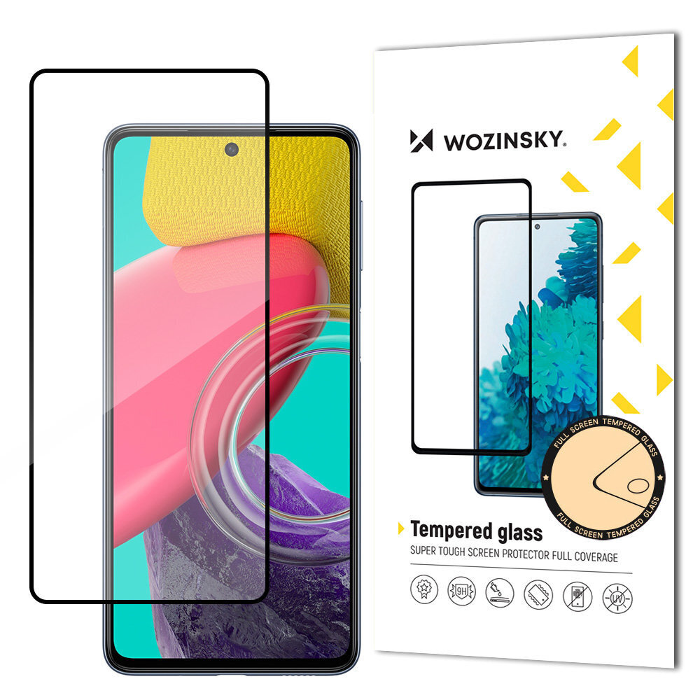 Wozinsky Super Tough Full Glue Tempered Glass Full Screen With Frame Case Friendly Samsung Galaxy M53 5G Black hind ja info | Ekraani kaitsekiled | kaup24.ee