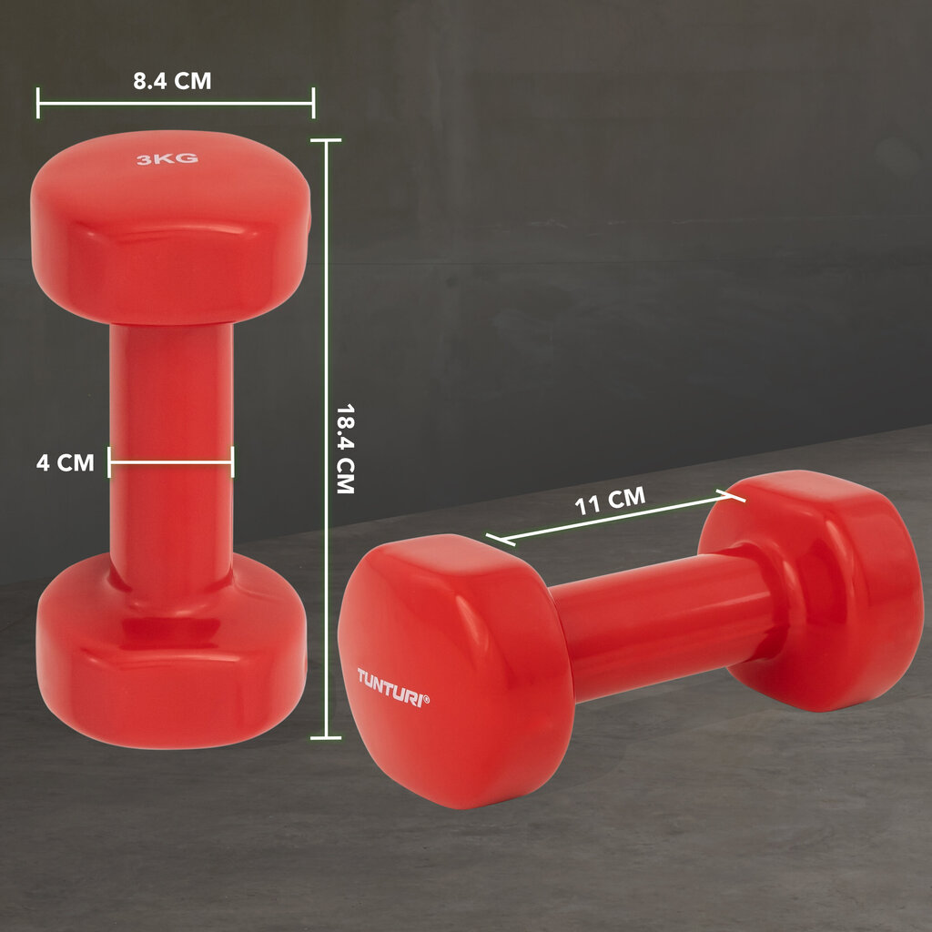 Hantlid Tunturi 2x3 kg, vinüülkattega hind ja info | Hantlid, kangid, raskused | kaup24.ee