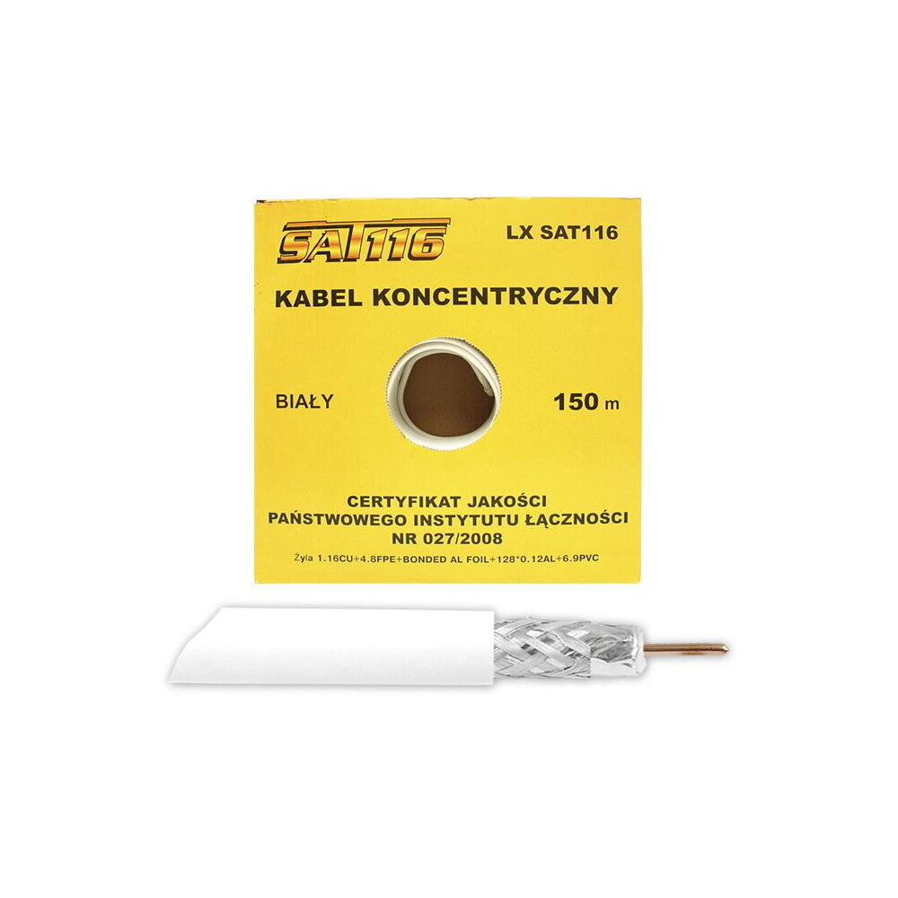 Coaxial cable 1.16Cu 4.8PFE 128x0,12AL 150m carton цена и информация | Kaablid ja juhtmed | kaup24.ee