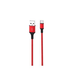 XO NB143 Прочный TPE Универсальный USB на USB-C (Type-C) Кабель 2m данных и быстрого заряда 2.4A Красный цена и информация | Кабели и провода | kaup24.ee