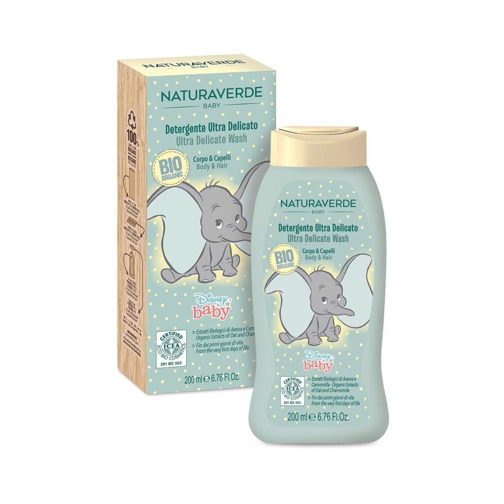 NATURAVERDE Baby Disney õrn pesugeel lastele 200ml hind ja info | Dušigeelid, õlid | kaup24.ee