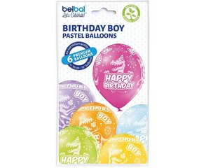 Trükipildiga õhupallid 12"/ 30cm 6 tk "Happy Birthday Boy" 1521 hind ja info | Õhupallid | kaup24.ee